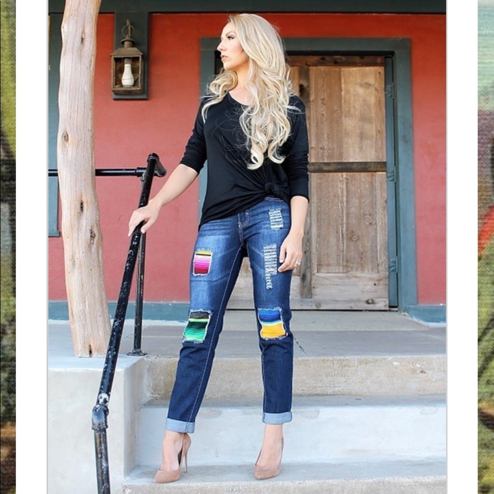 Serape skinny jeans
